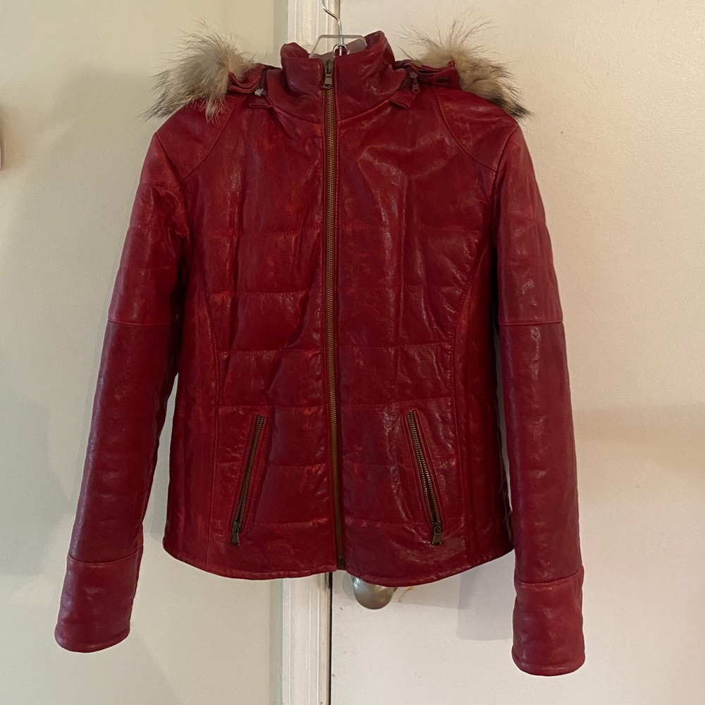 100 Genuine Italian Red Leather Jacket Gem